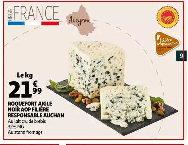 roquefort aigle noir aop filière responsable auchan