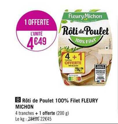 rôti de poulet 100% filet fleury michon