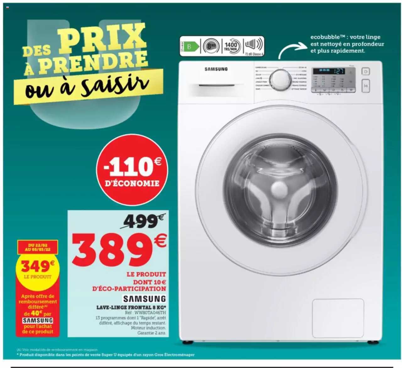 samsung lave-linge frontal 8 kg