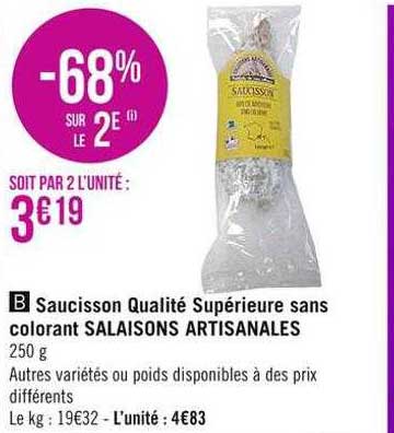 saucisson qualité supérieure sans colorant salaisons artisanales