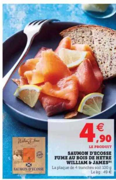 saumon d'écosse fumé au bois de hêtre william & james