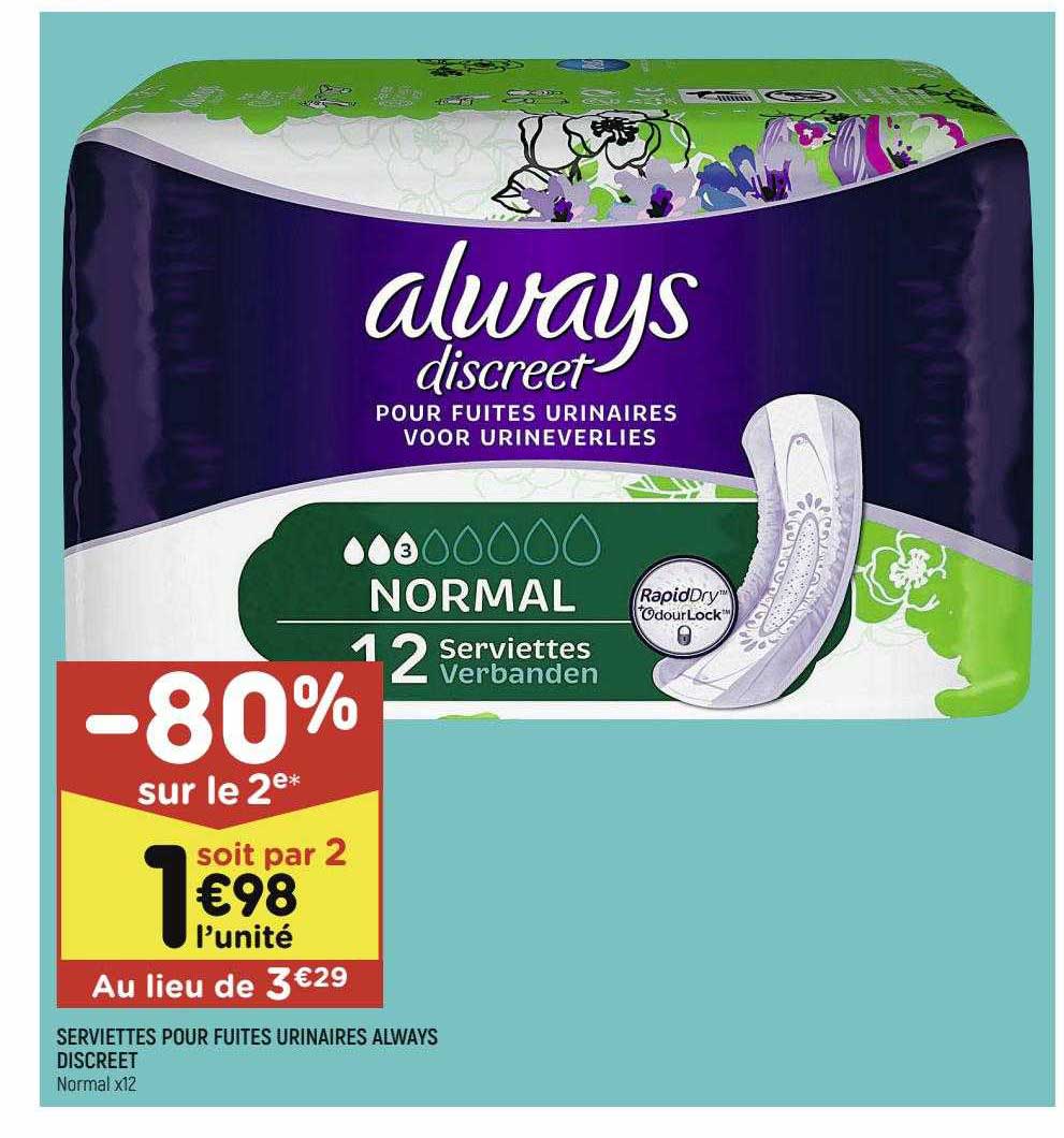 serviettes pour fuites urinaires always discreet