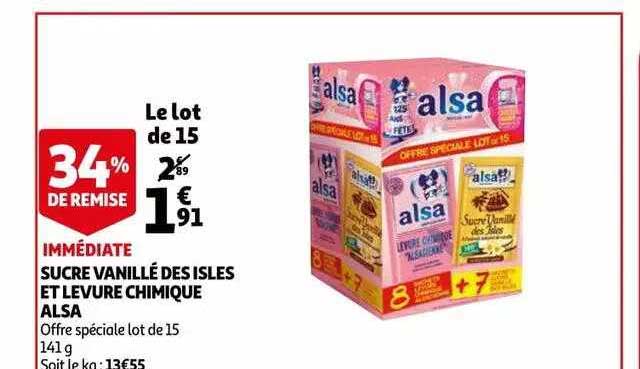 sucre vanillé des isles et levure chimique alsa