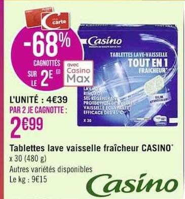 tablettes lave vaisselle fraîcheur casino
