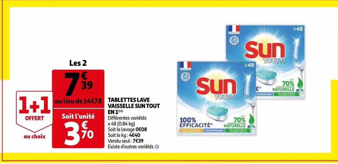 tablettes lave vaisselle sun tout en 1