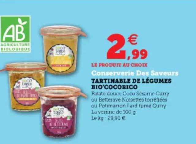tartinable de légumes bio'cocorico conserverie des saveurs