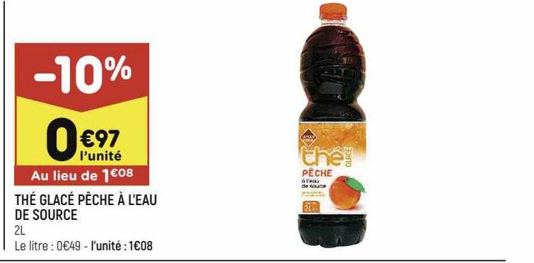 thé glacé pêche à l'eau de source