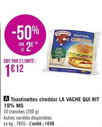 toastinettes cheddar la vache qui rit 19% m.g.