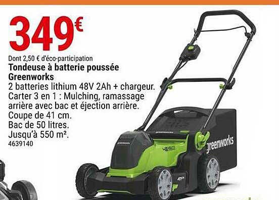 tondeuse à batterie poussée greenworks