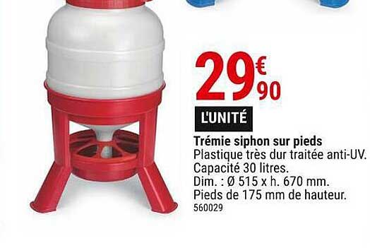 trémie siphon sur pieds
