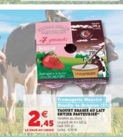 yaourt brassé au lait entier pasteurisé fromagerie maurice