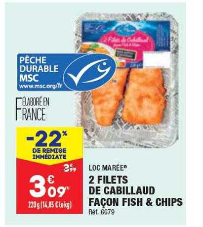 2 Filets De Cabillaud Façon Fish & Chips Loc Marée