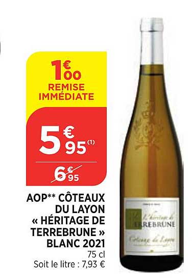 aop côteaux du layon „héritage de terrebrune“ blanc 2021