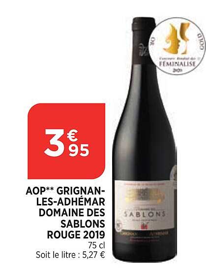 aop grignan-les-adhémar domaine des sablons rouge 2019