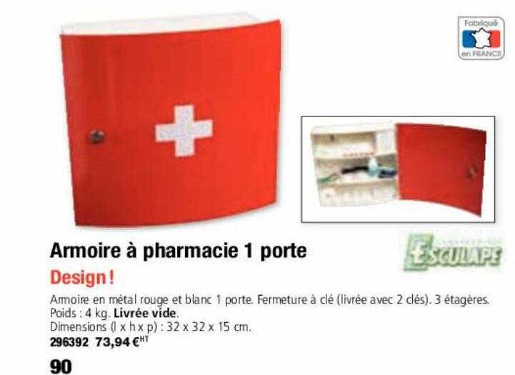 armoire à pharmacie 1 porte esculape