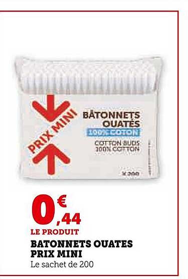 bâtonnets ouates prix mini