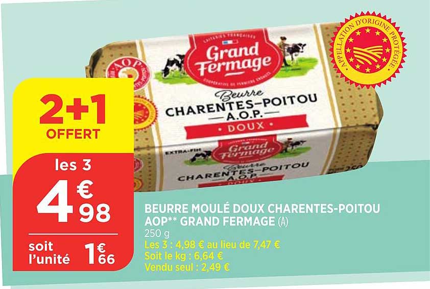 Beurre Moulé Doux Charentes-poitou Aop Grand Fermage