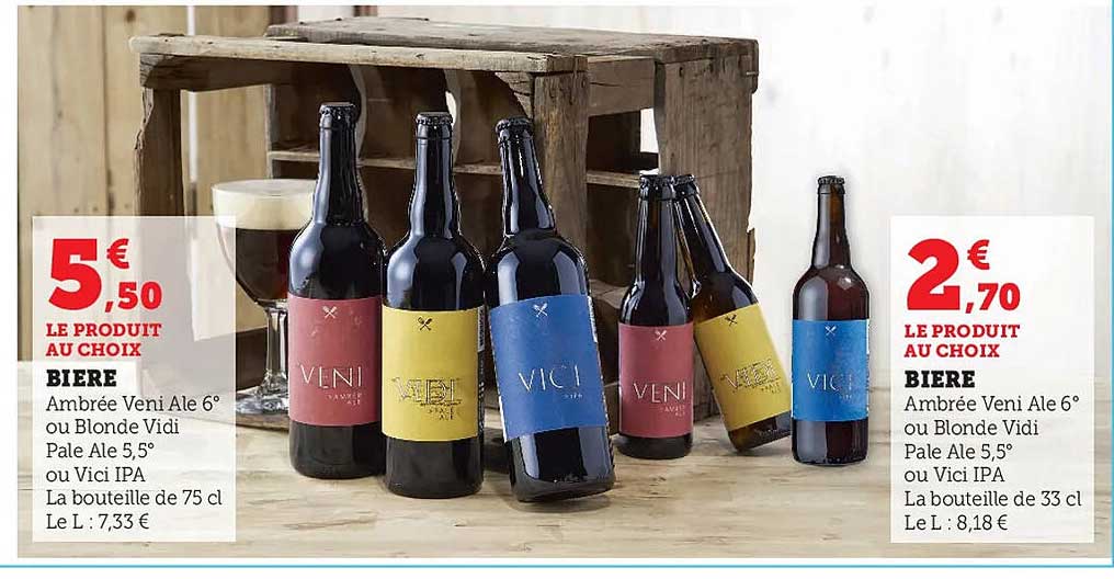 bière ambrée veni ale ou blonde vidi pale ale ou vici ipa