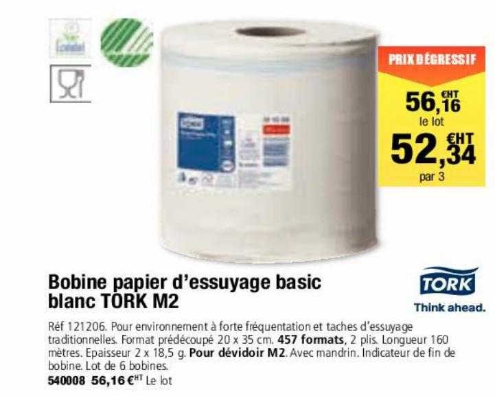 bobine papier d'essuyage basic blanc tork m2