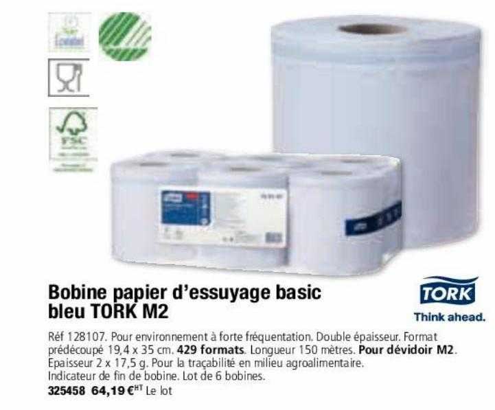 bobine papier d'essuyage basic bleu tork m2