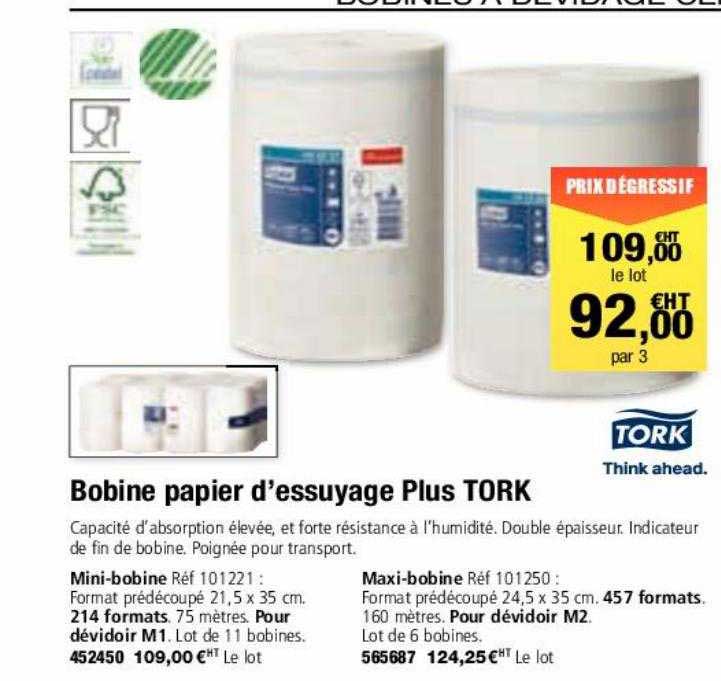 bobine papier d'essuyage plus tork