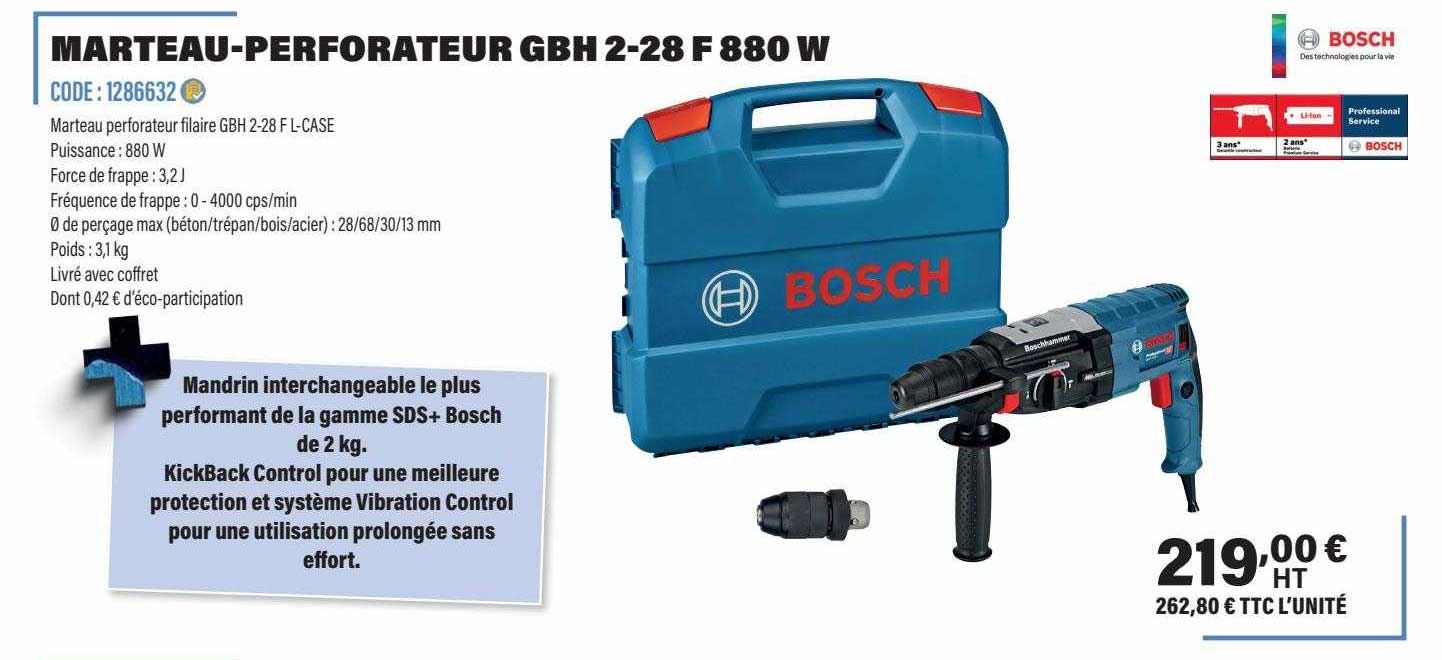 bosch marteau-perforateur gbh 2-28 f 880 w