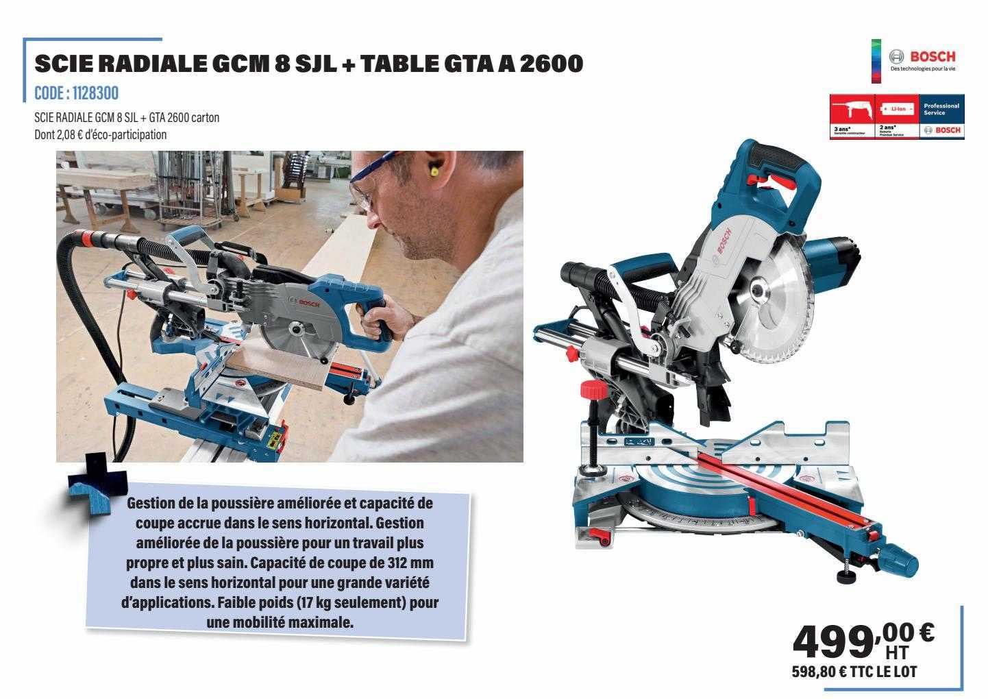bosch scie radiale gcm 8 sjl + table gta a 2600