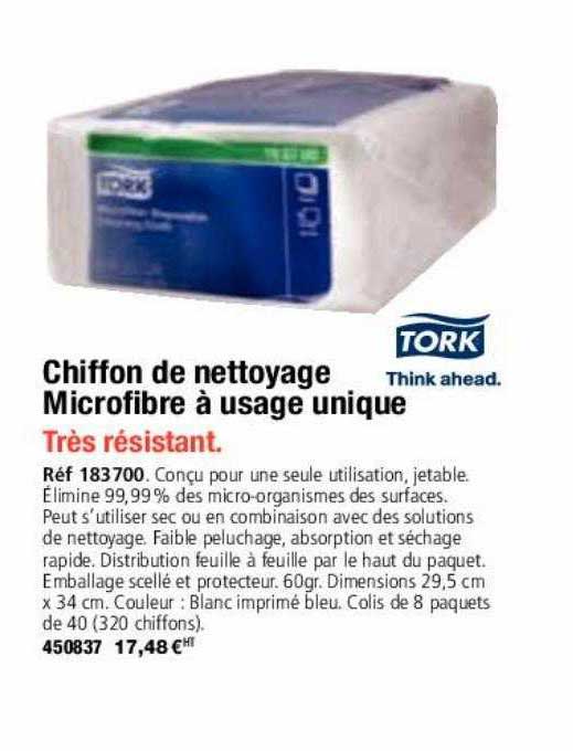 chiffon de nettoyage microfibre à usage unique tork