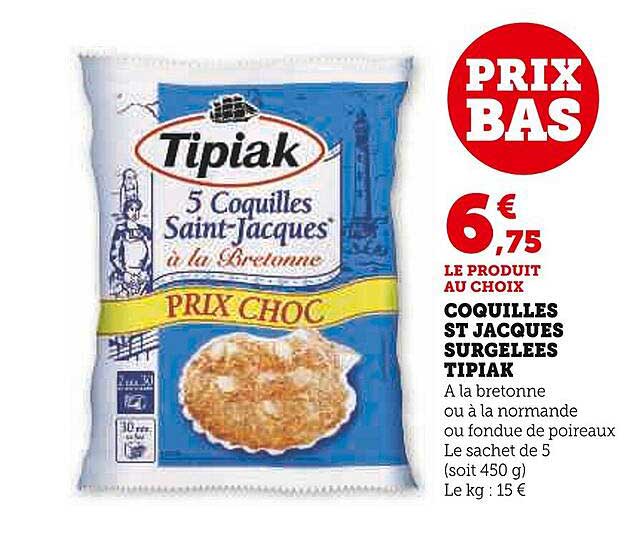 coquilles st jacques surgelées tipiak