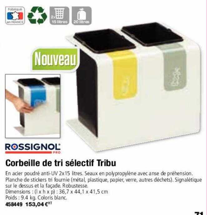corbeille de tri sélectif tribu rossignol