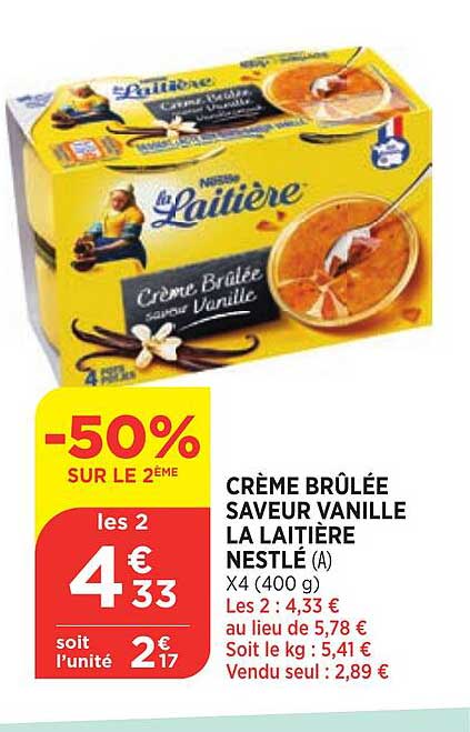 crème brûlée saveur vanille la laitière nestlé