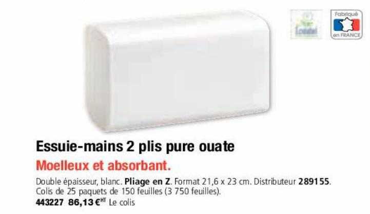 essuie-mains 2 plis pure ouate