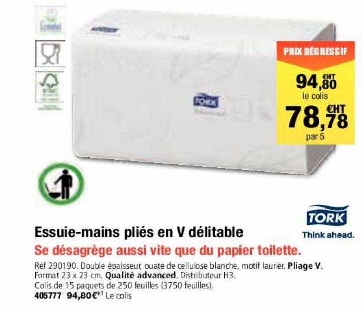 essuie-mains pliés en v délitable
