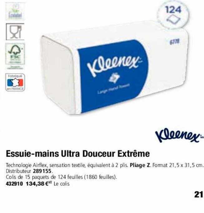 essuie-mains ultra douceur extrême kleenex