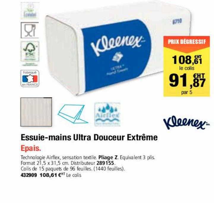 essuie-mains ultra douceur extrême kleenex