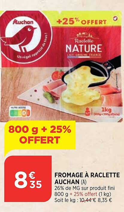 Fromage à Raclette Auchan