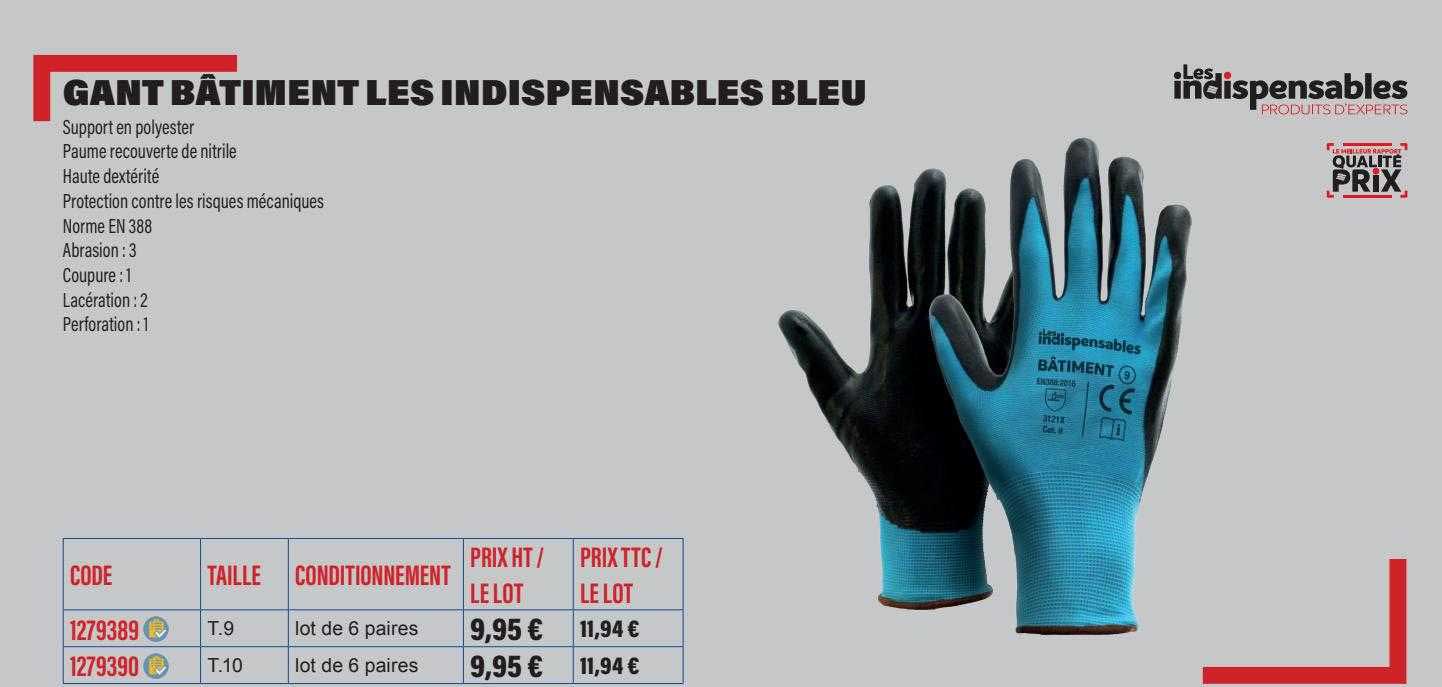 gant bâtiment les indispensables bleu