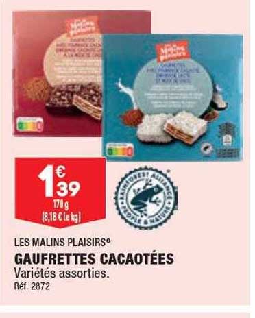 gaufrettes cacaotées les malins plaisirs