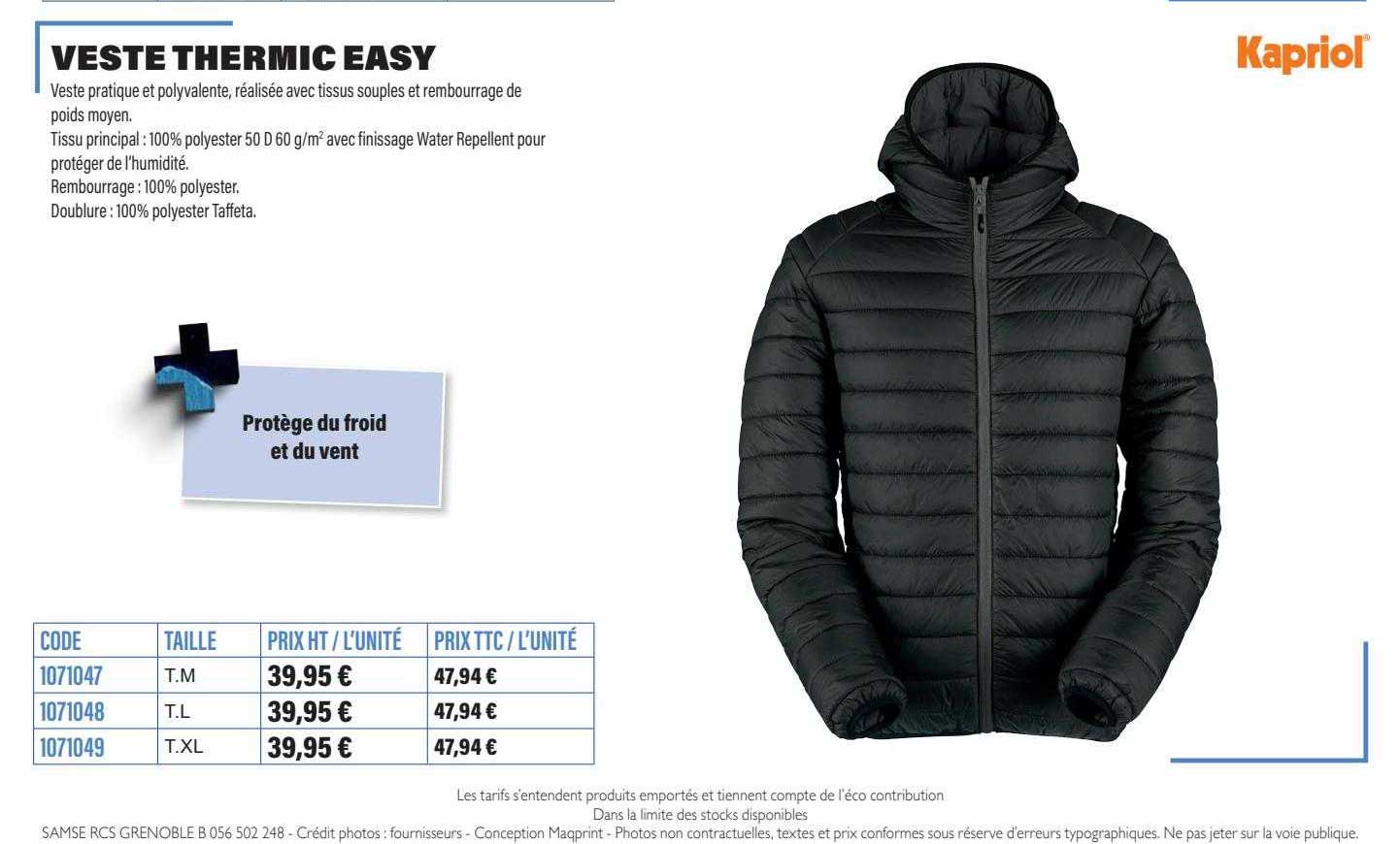 kapriol veste thermic easy
