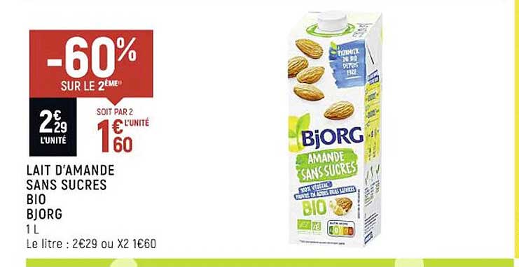 lait d'amande sans sucres bio bjorg