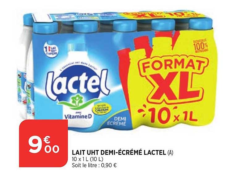 lait uht demi-écrémé lactel