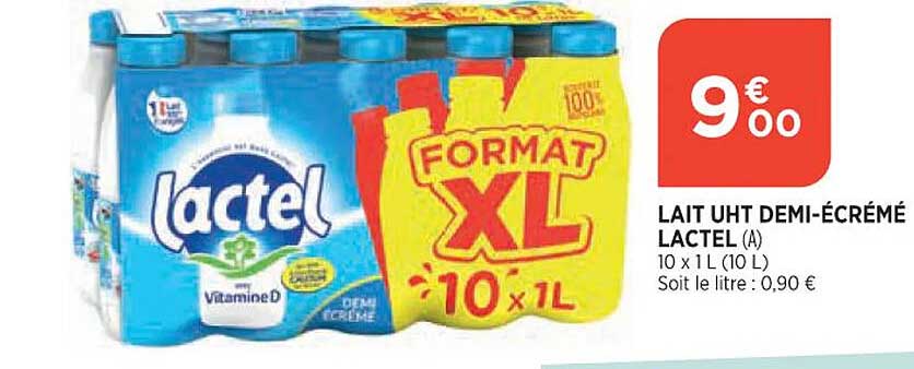 lait uht demi-écrémé lactel