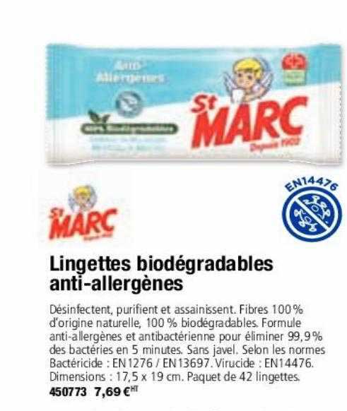 lingettes biodégradable anti-allergènes st marc