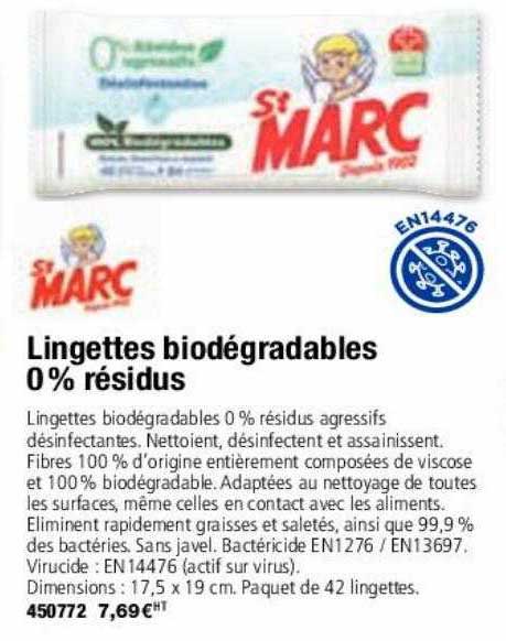 lingettes biodégradables 0% résidus st marc