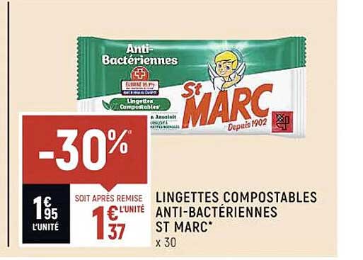 lingettes compostables anti-bactériennes st marc
