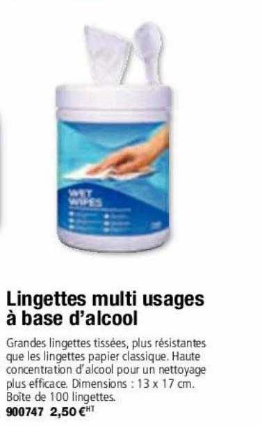 lingettes multi usages à base d'alcool