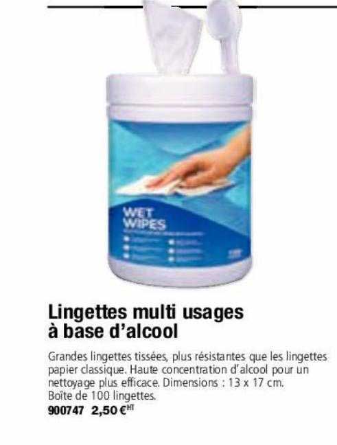 lingettes multi usages à base d'alcool
