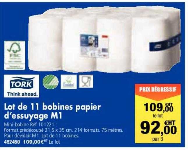 lot de 11 bobines papier d'essuyage m1