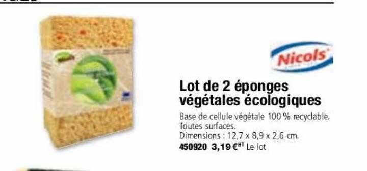 lot de 2 éponges végétales écologiques nicols'