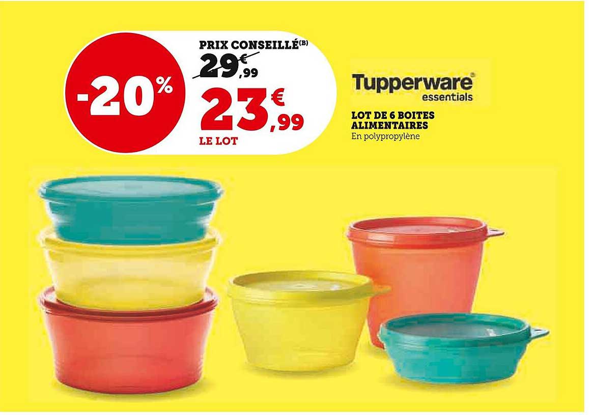 lot de 6 boîtes alimentaires tupperware